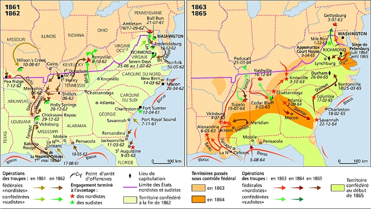 Carte guerre de Secession