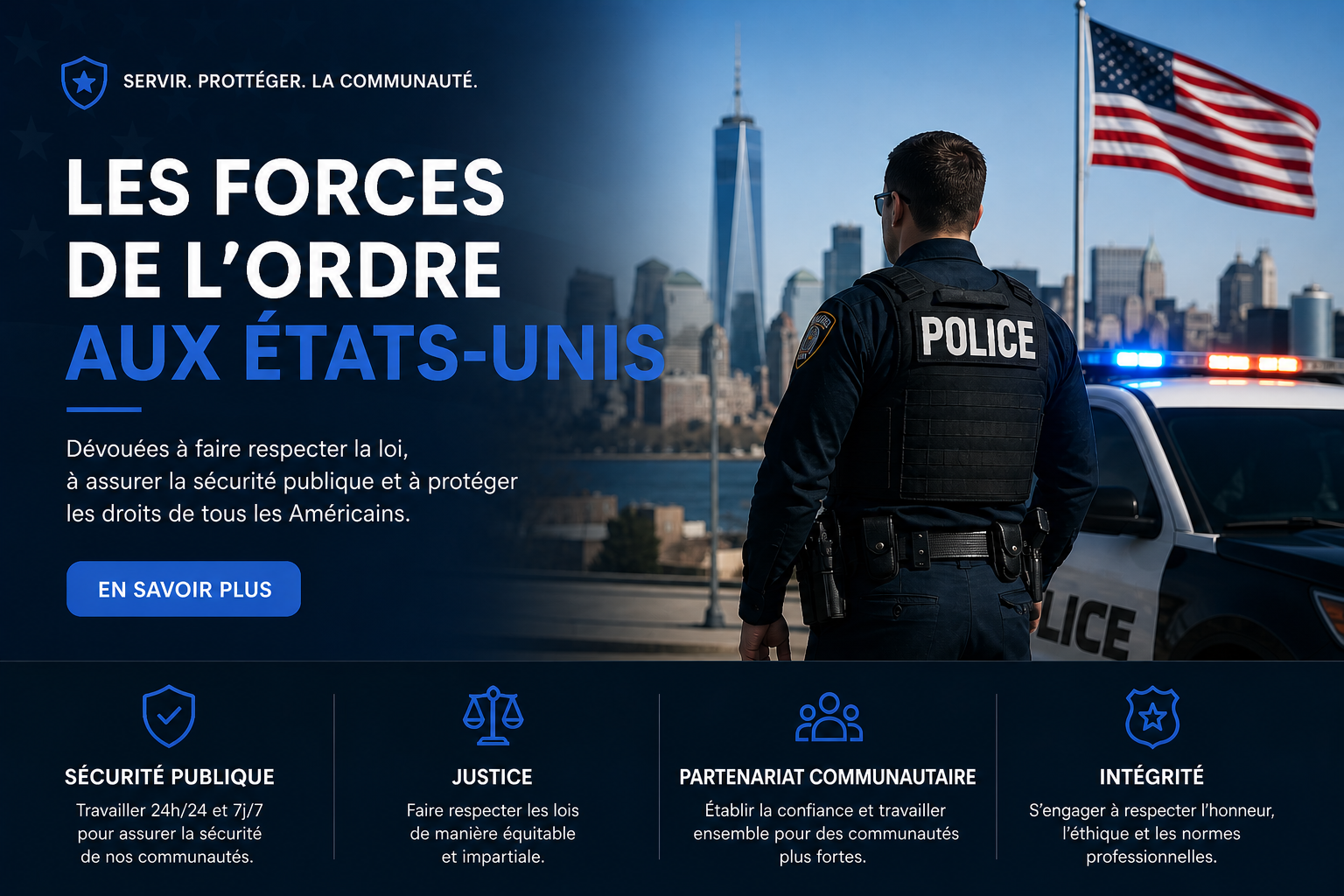 Forces de l'ordre aux États-Unis — bandeau France-USA-Net.Com
