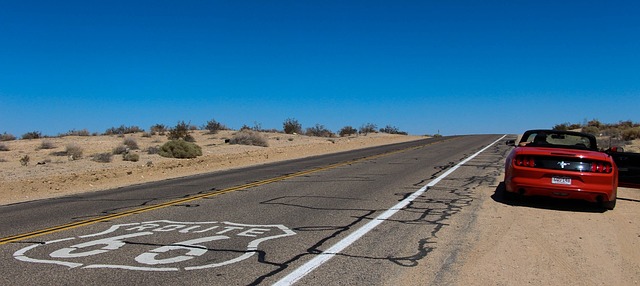 Red car on Route 66