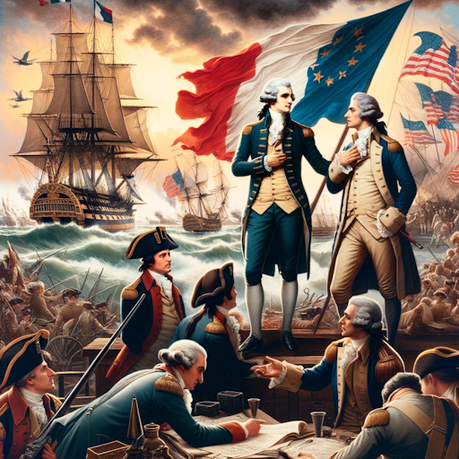 Here is an engraving showing French troops alongside American independence troops: American War of Independence.